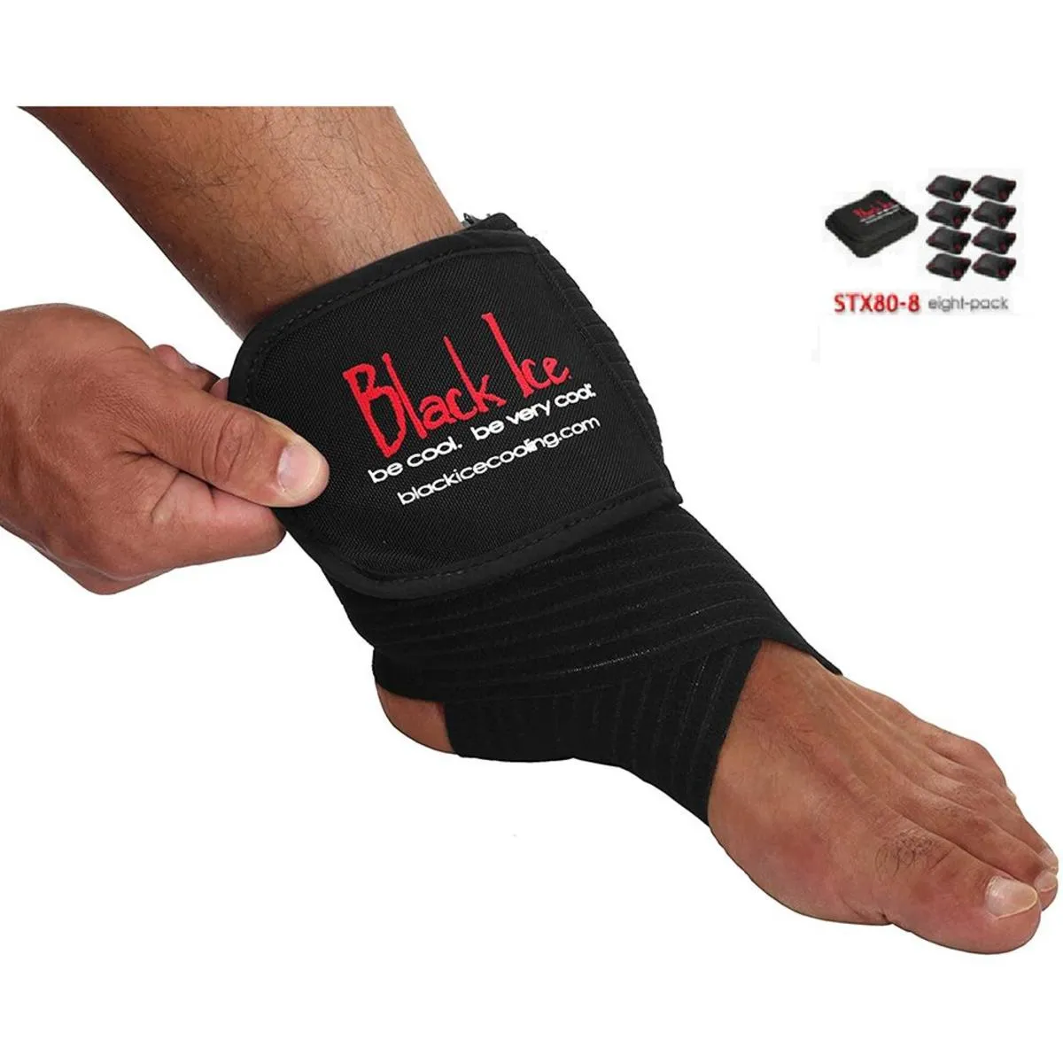 Black Ice CoolTherapy System - STX Sports Injury Relief 80" Wrap Large Knee (8 Pack)