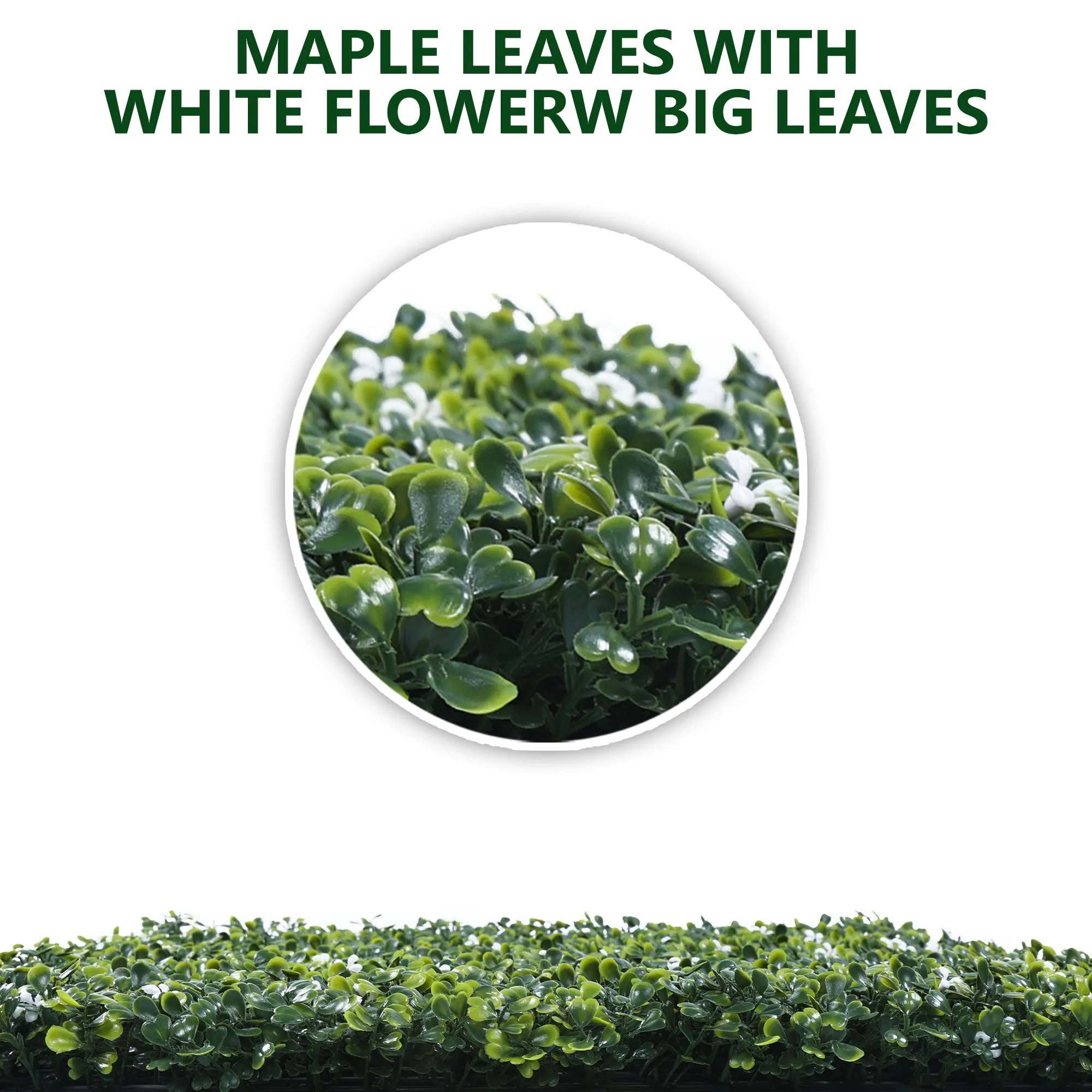 Blossom White Flowers with Small Lush Green Leaves Artificial Vertical Garden Wall Tile (Size: 50cm x 50cm, Pack of 1)