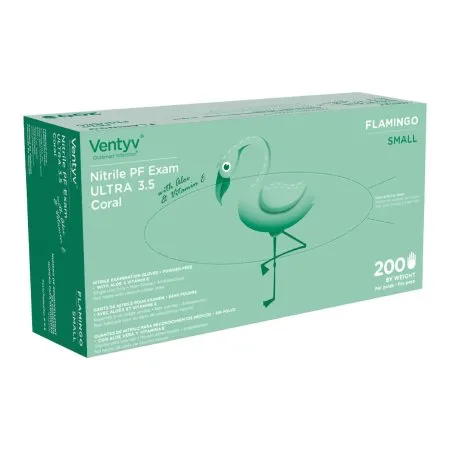 Exam Glove Ventyv™ Ultra 3.5 CORAL (FLAMINGO) Small NonSterile Nitrile Standard Cuff Length Textured Fingertips Coral Not Rated - Ventyv  Mfr# 10334106