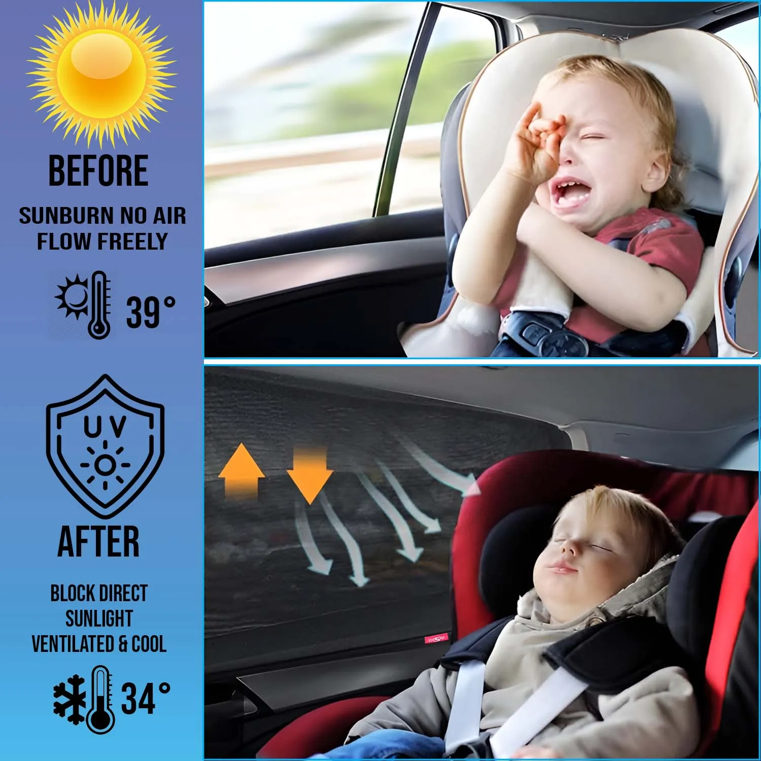 KINGSWAY® Amaze Car Sun Shade Z-Black Non Magnetic Fix Type Curtains for 2021 to 2022 Model, Compatible with Honda Amaze Side Window Car Sunshade, Only Half Cut in Front Window, Black, 4 Piece