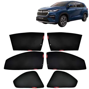 KINGSWAY® Invicto Car Sun Shade Z-Black Non Magnetic Fix Type Curtains for 2023 Onwards Model, Compatible with Maruti Suzuki Invicto Side Window Car Sunshade, Only Half Cut in Front Window, 6 Piece