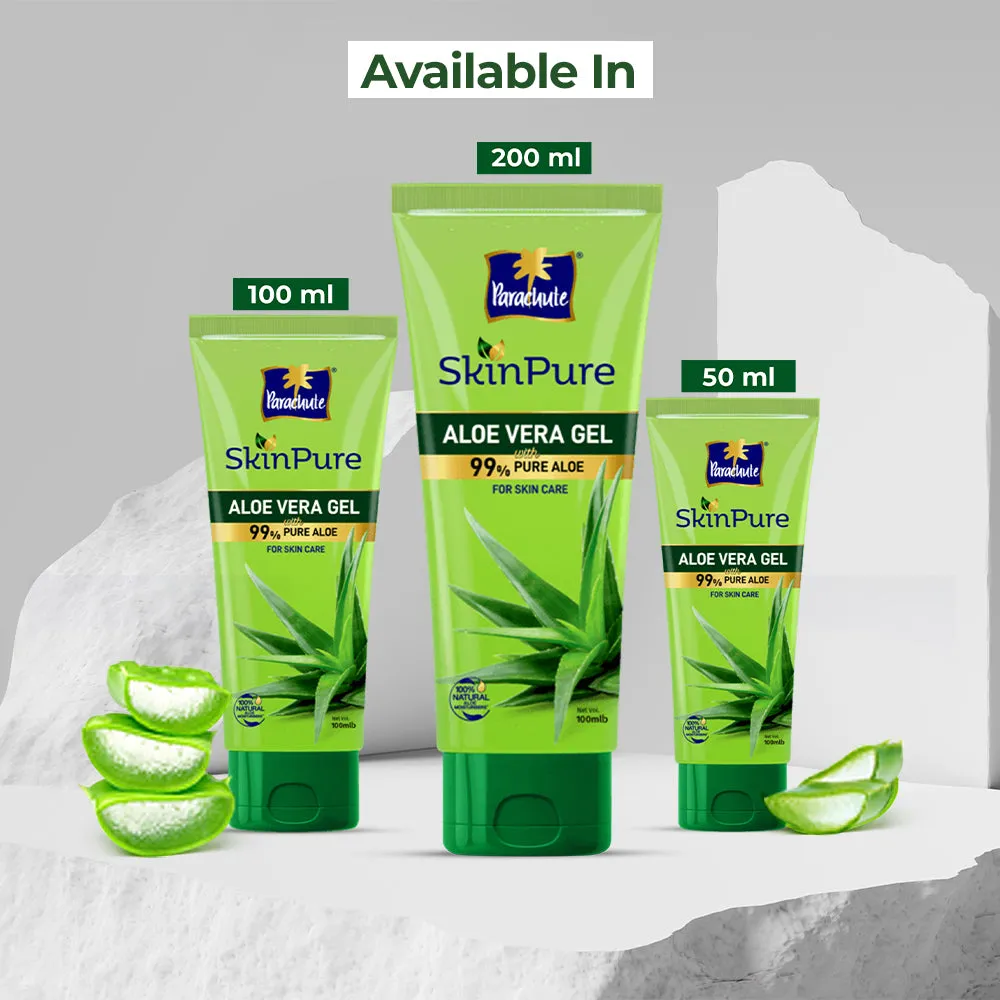 Parachute SkinPure Aloe Vera Gel , 99% Pure Aloe, For Soft, Moisturized & Hydrated Skin, Heals, Repairs, Protects Skin, 8h moisturization, Soothes Sunburn, All Skin Types (50ml)