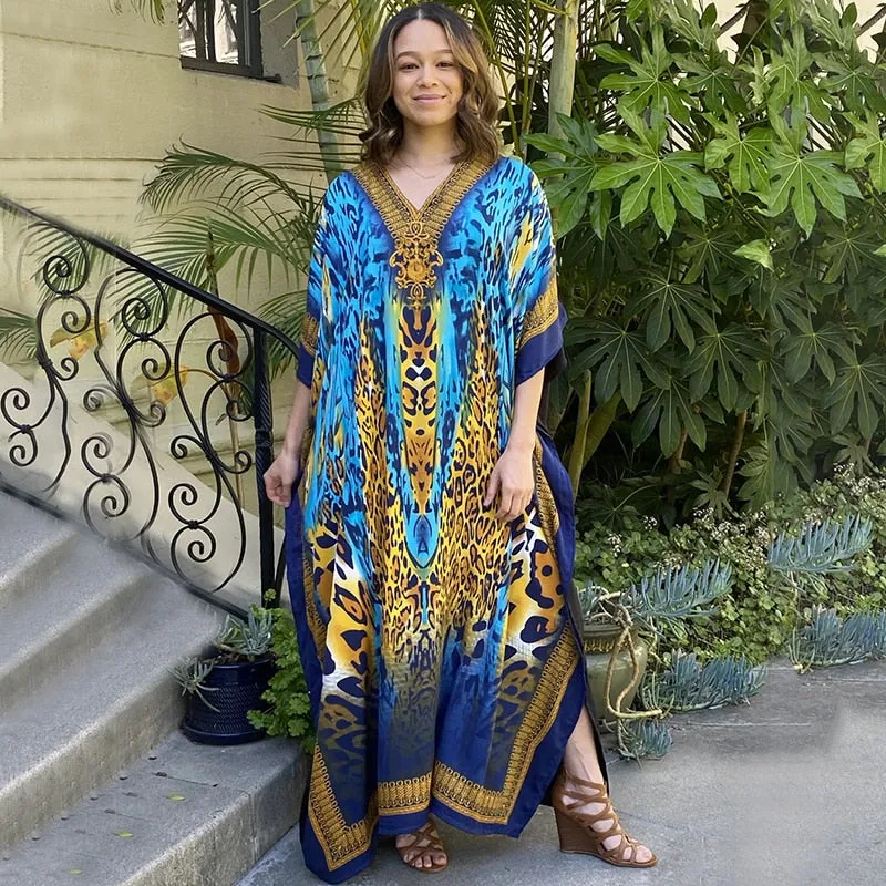Plus size Beach Maxi Dress Robe Beach Cover up Kaftan
