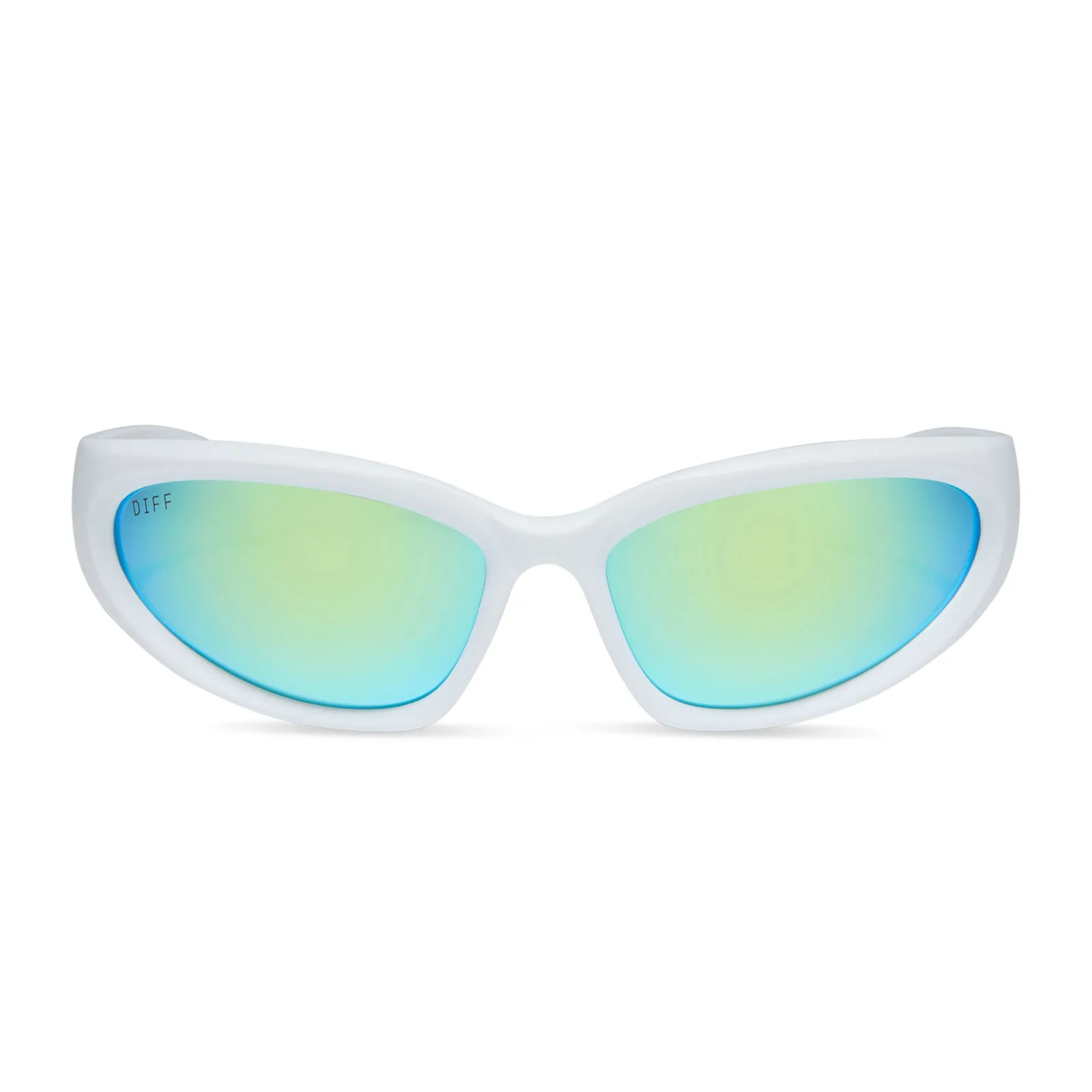 SIDE OUT - MATTE WHITE   TURQUOISE ICE MIRROR   POLARIZED SUNGLASSES