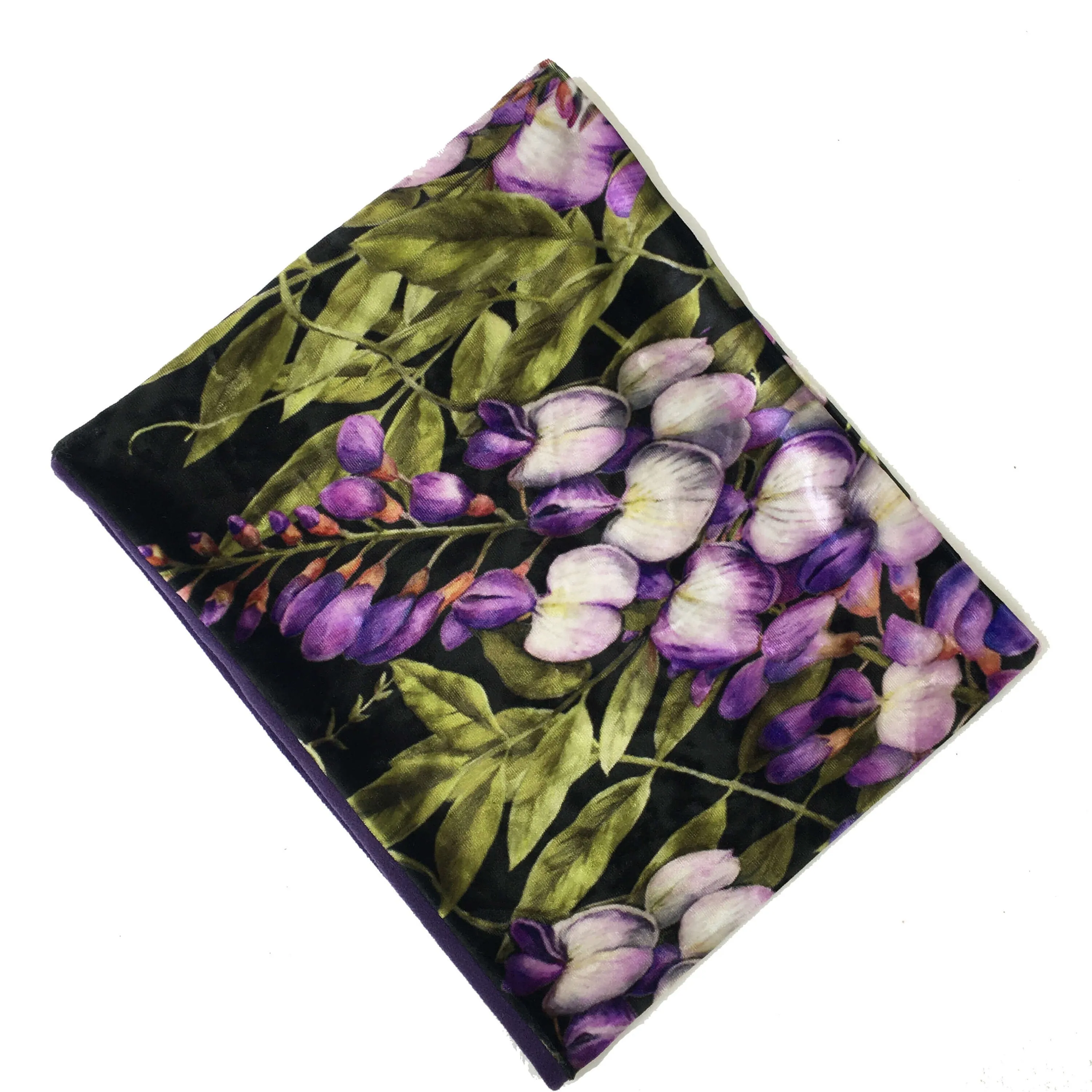 Wisteria, Versatile Scarf, Headband, HatBand, Neck Warmer, Ladies Scarf, Velour Scarf, Designer Gaiter, Handpainted and printed